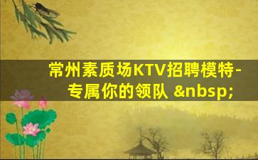 常州素质场KTV招聘模特-专属你的领队  